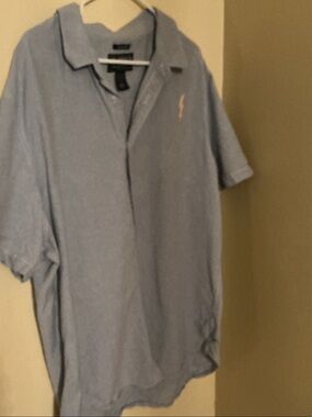 American Rag Light Blue Polo with Pink Embroidered Logo